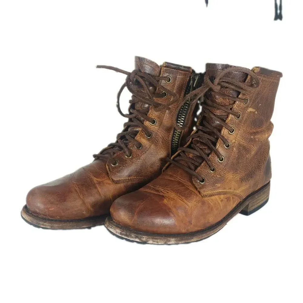 Freebird By Steven Manchester Women's US9 Brown Distressed Leather LaceUp Boot